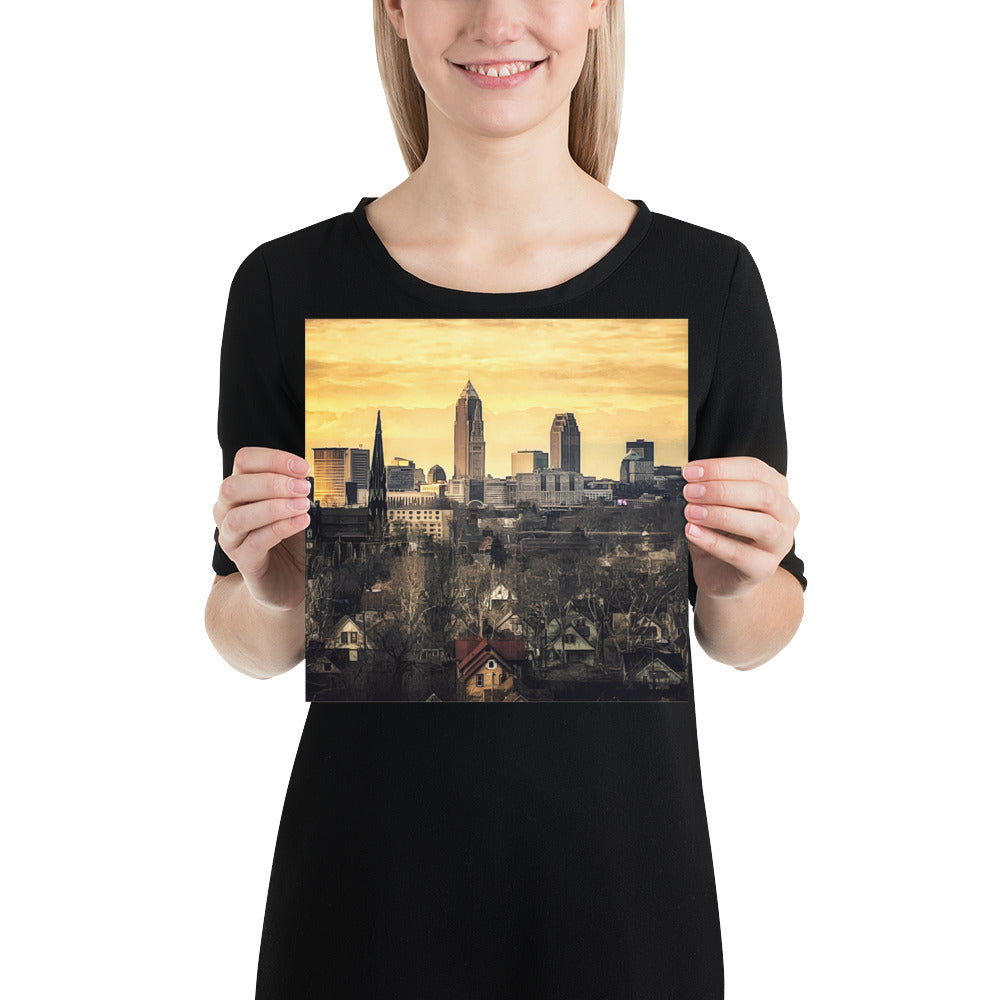Downtown Cleveland Ohio Skyline and Tremont Neighborhood Photo Image