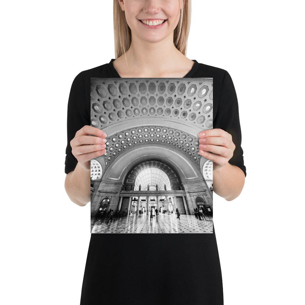 Union Station Photo Washington DC Railroad Terminal Poster Print (Black and White)