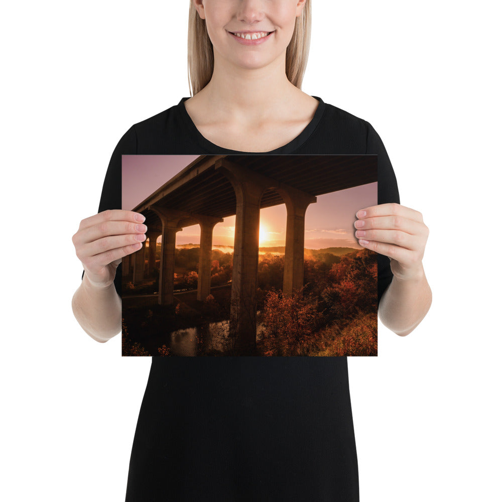 Highway Bridge Photo Print Ohio Turnpike Poster Sunrise