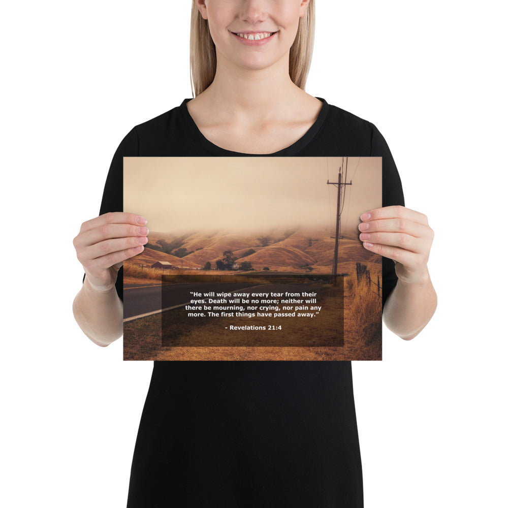 No More Tears Revelations Verse Photo Print Wall Art Scripture