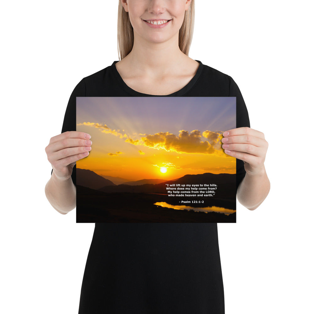 Photo Print Lord Bible Verse Psalm Hills Wall Art Mountain Scripture Image