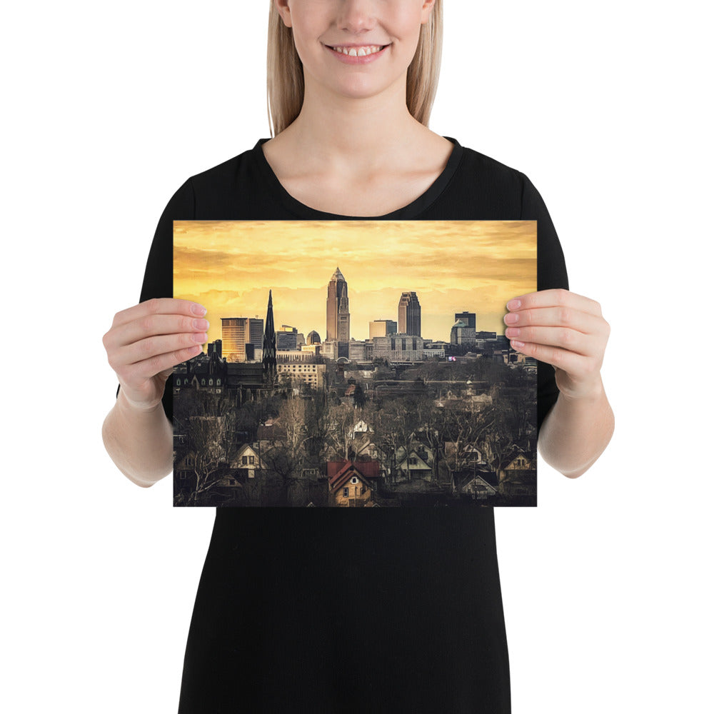 Downtown Cleveland Ohio Skyline and Tremont Neighborhood Photo Image