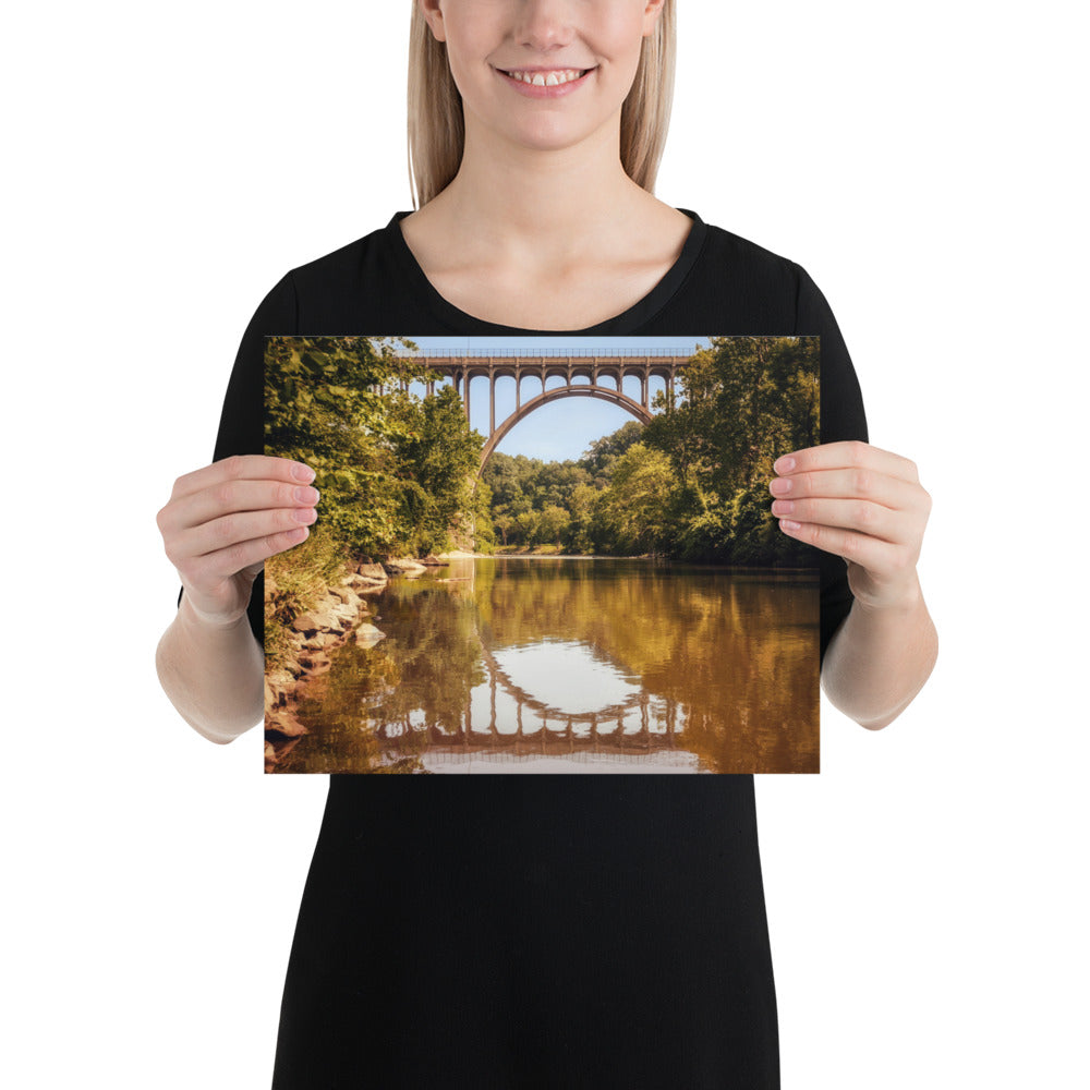 Bridge Reflection Photo of Cuyahoga River in Ohio
