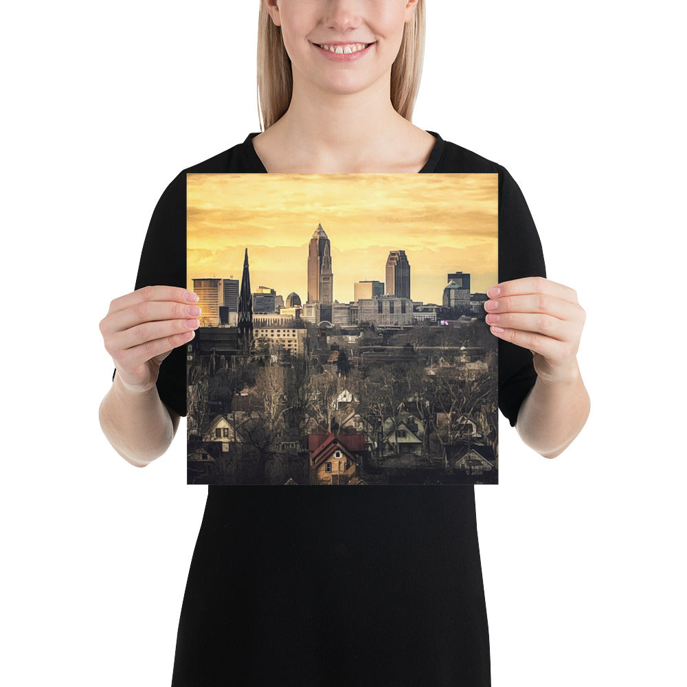 Downtown Cleveland Ohio Skyline and Tremont Neighborhood Photo Image