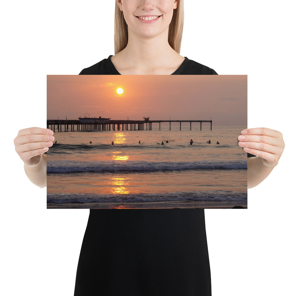 San Diego California Ocean Beach Sunset Photo Print - Pacific Coast