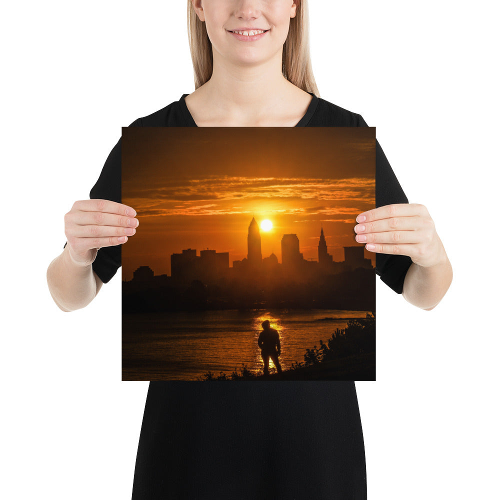 Edgewater Park Sunrise and Downtown Cleveland Ohio Poster Photo Print