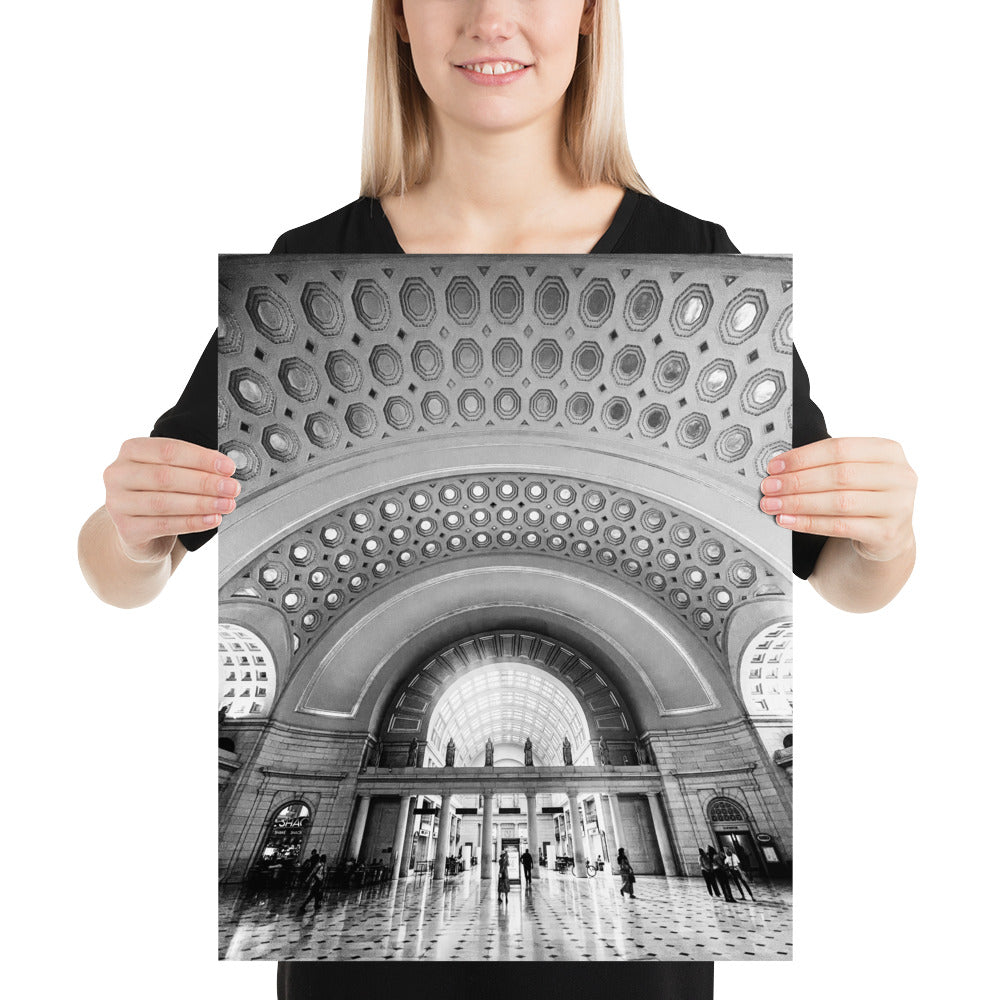 Union Station Photo Washington DC Railroad Terminal Poster Print (Black and White)