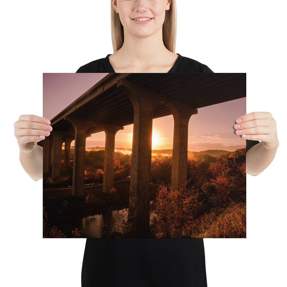 Highway Bridge Photo Print Ohio Turnpike Poster Sunrise
