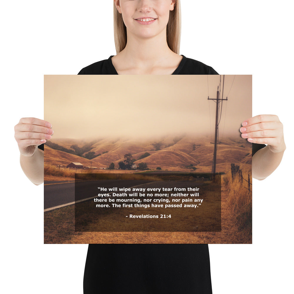 No More Tears Revelations Verse Photo Print Wall Art Scripture