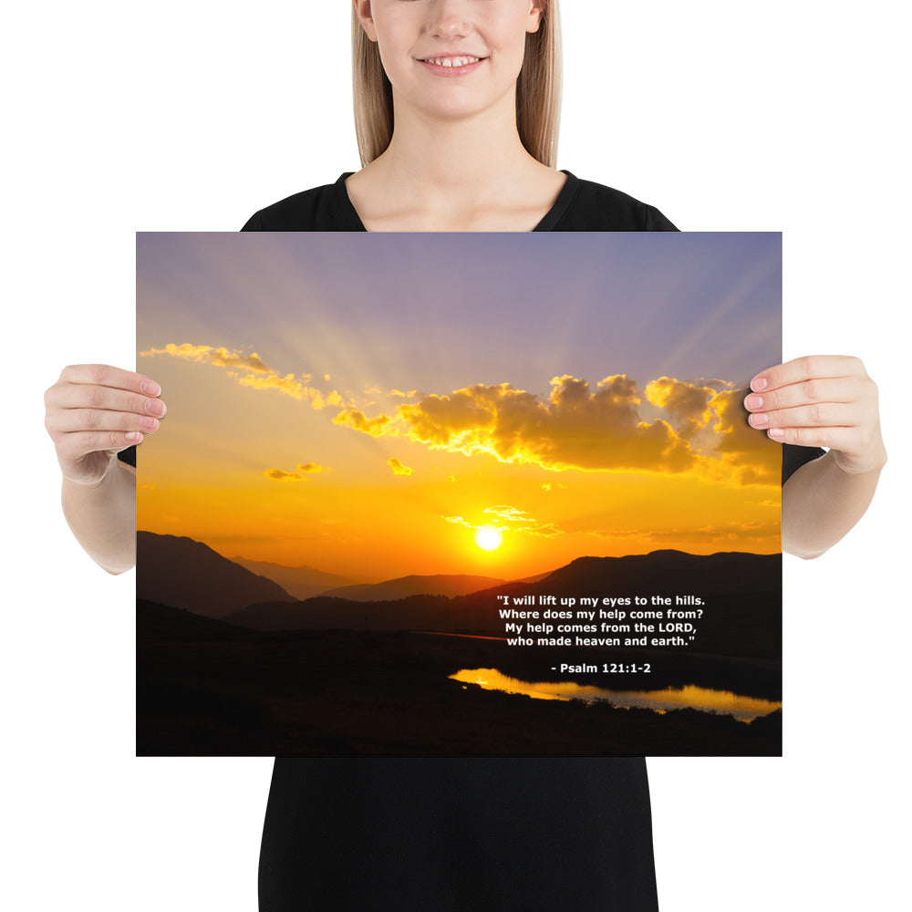 Photo Print Lord Bible Verse Psalm Hills Wall Art Mountain Scripture Image
