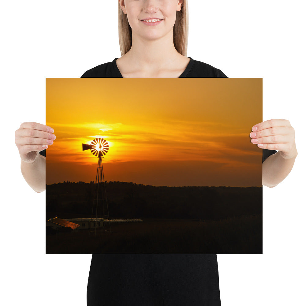 Amish Country Farm Ohio Image Sunset Windmill