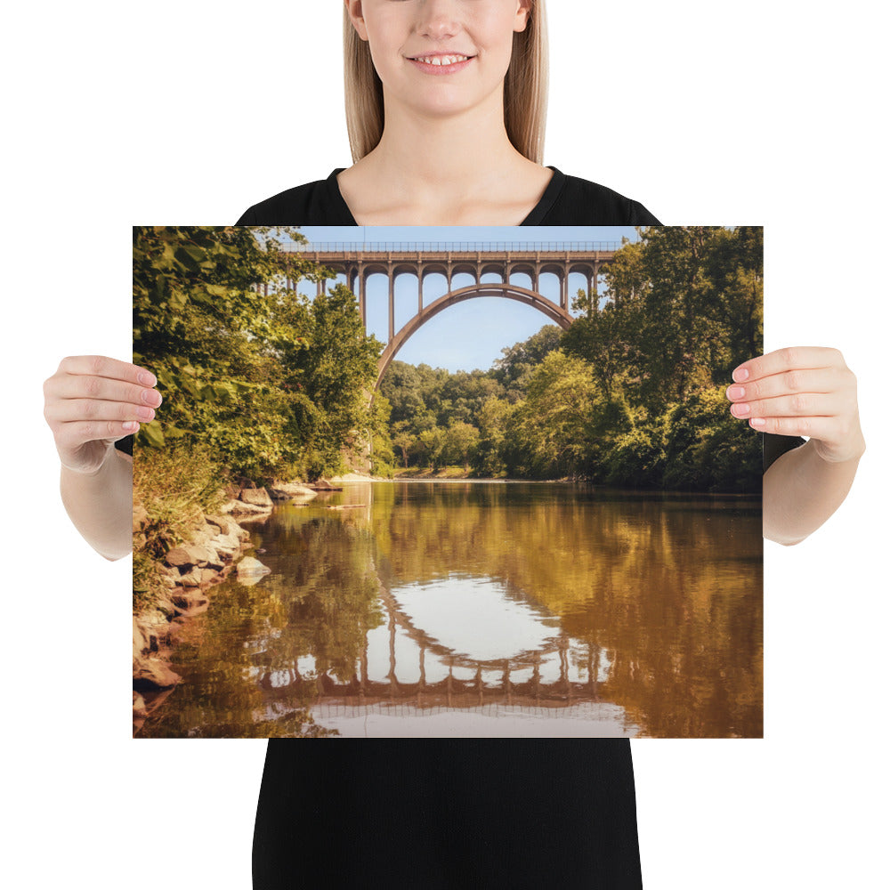 Bridge Reflection Photo of Cuyahoga River in Ohio