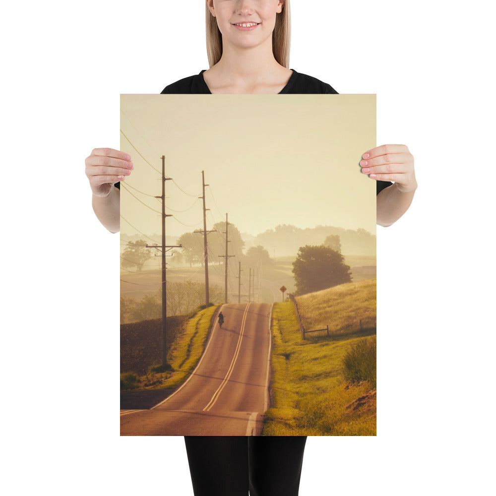 Amish Country Photo Ohio Sunrise Image with Rolling Hills and eBike