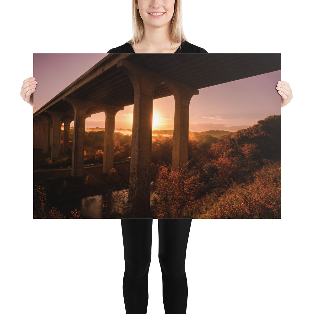 Highway Bridge Photo Print Ohio Turnpike Poster Sunrise