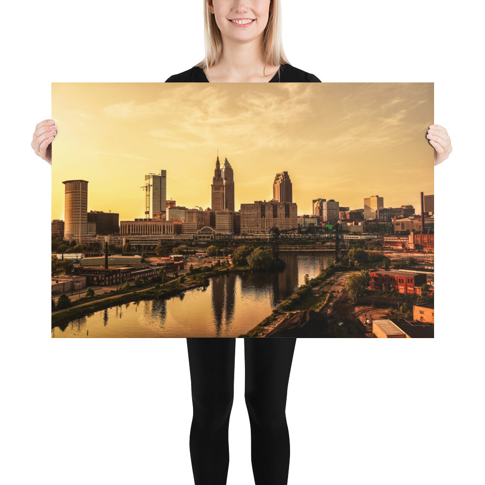 Cleveland Skyline Photo Ohio Image Sunset Picture