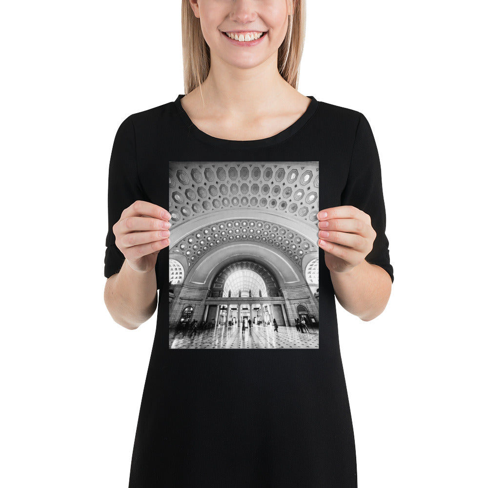 Union Station Photo Washington DC Railroad Terminal Poster Print (Black and White)