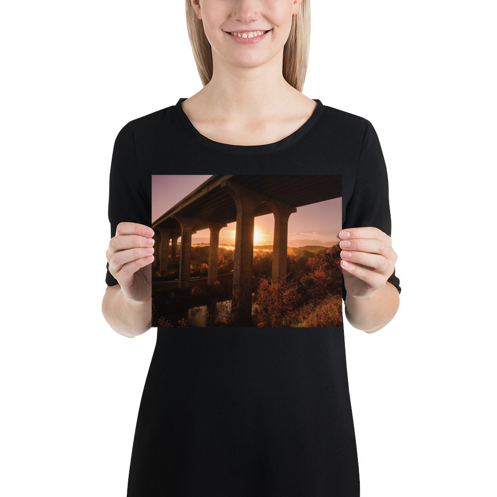 Highway Bridge Photo Print Ohio Turnpike Poster Sunrise
