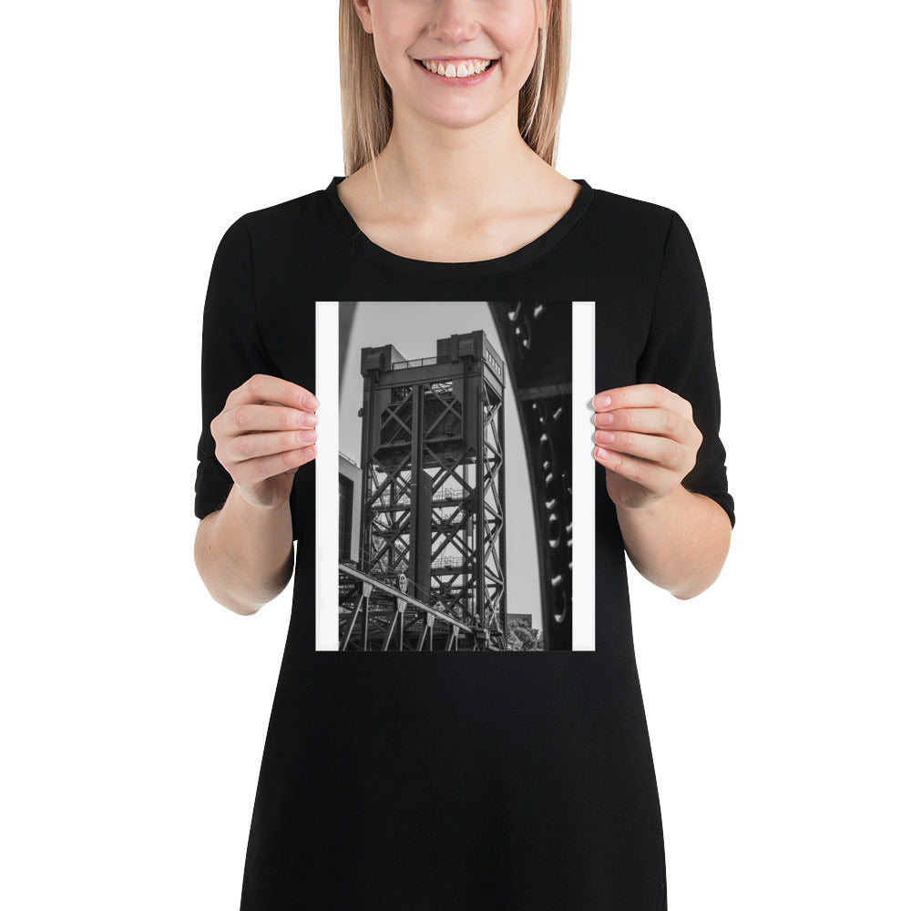 Vertical Lift Bridge Photo Poster Cleveland Black and White