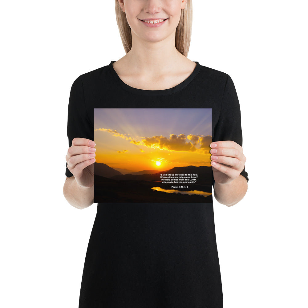 Photo Print Lord Bible Verse Psalm Hills Wall Art Mountain Scripture Image