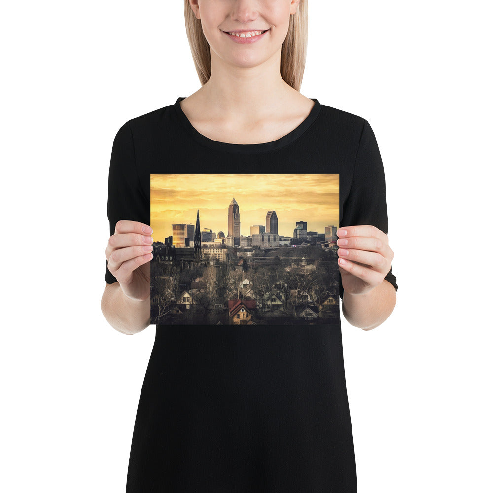 Downtown Cleveland Ohio Skyline and Tremont Neighborhood Photo Image