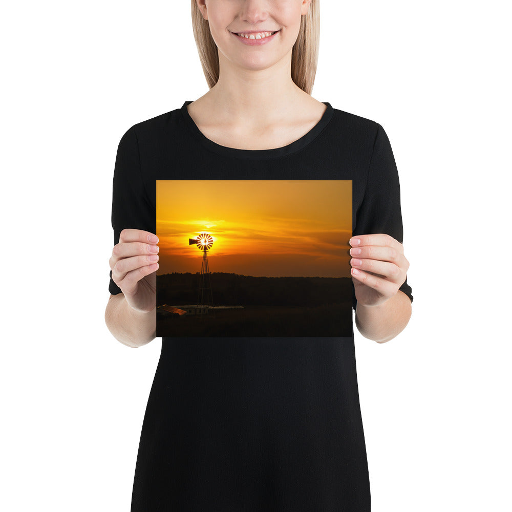 Amish Country Farm Ohio Image Sunset Windmill