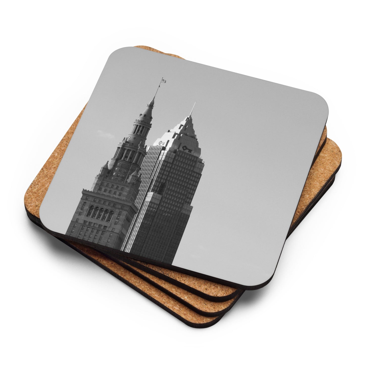 Downtown Cleveland Photo Cork-Back Coaster