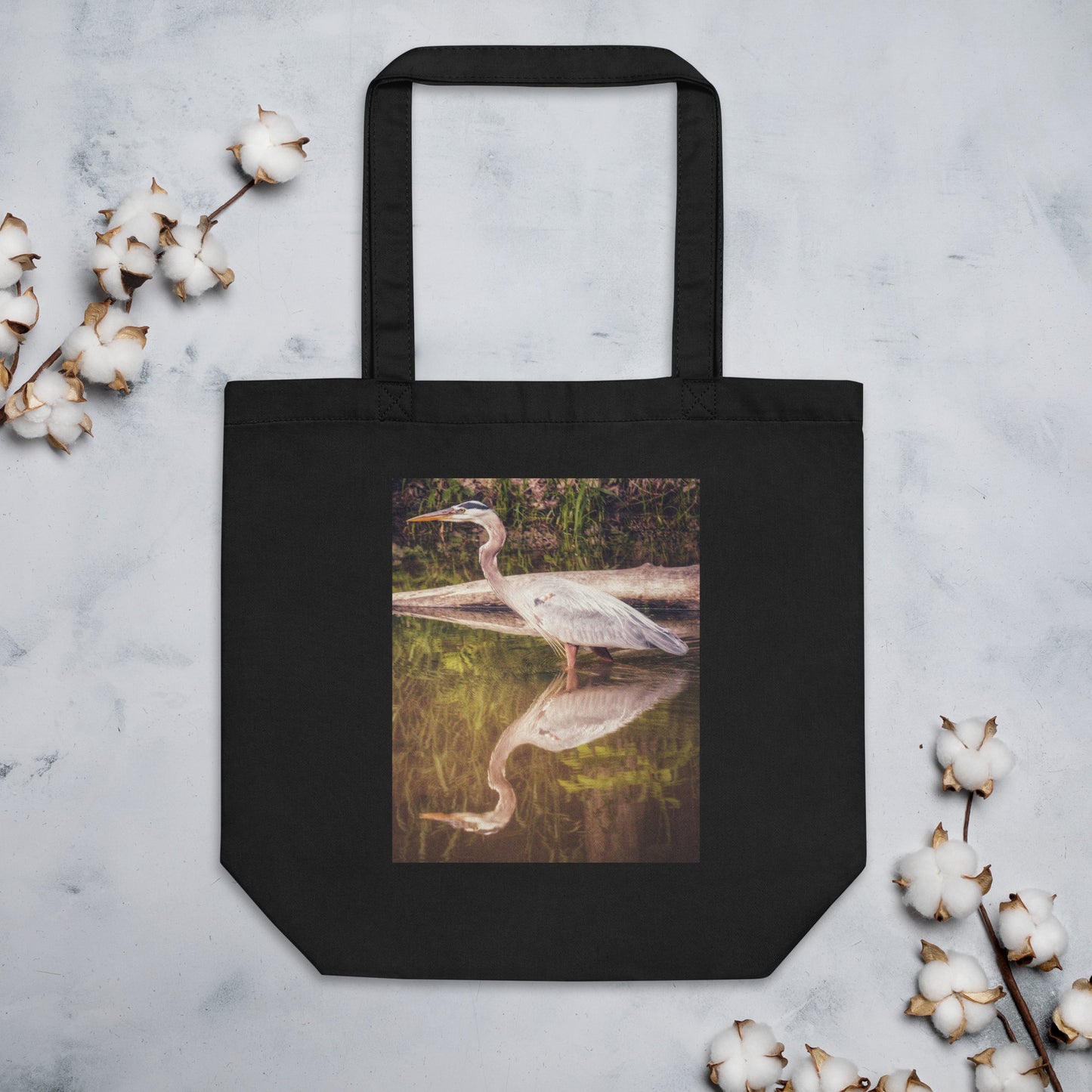 Heron Reflection Eco Tote Bag