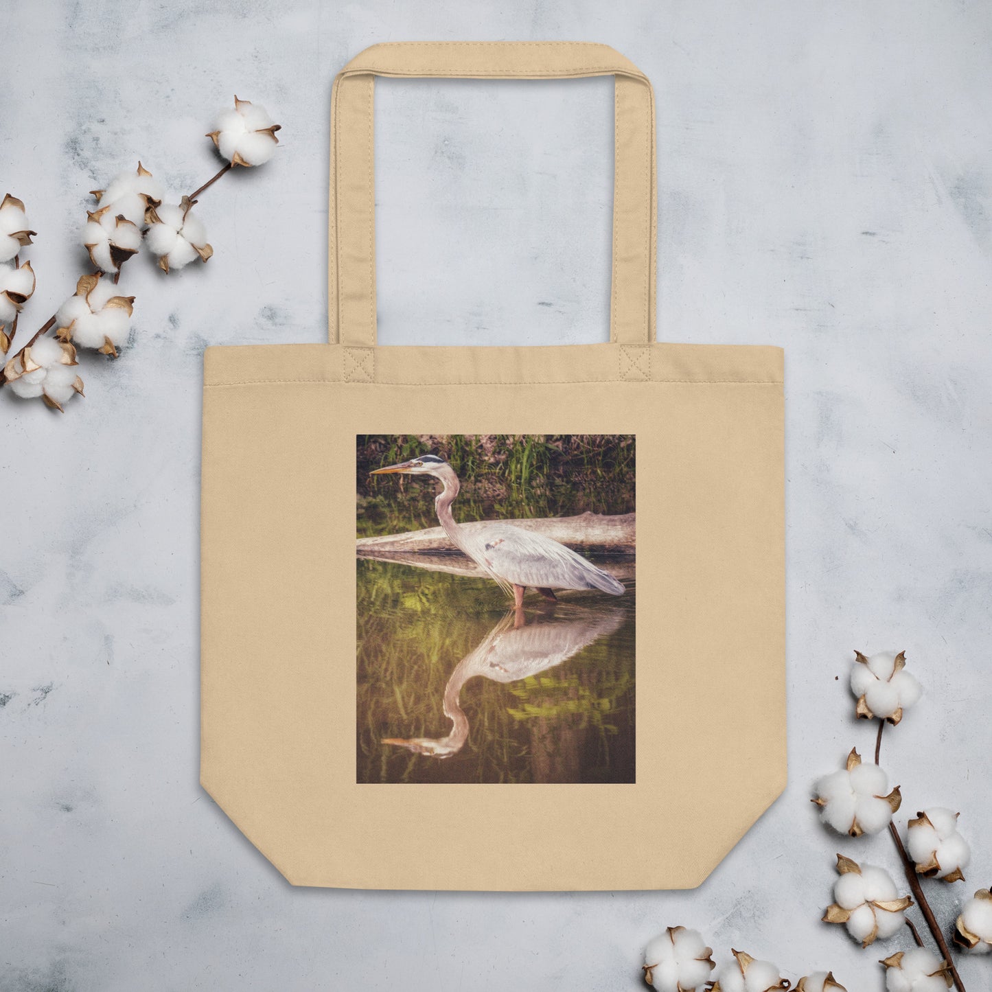 Heron Reflection Eco Tote Bag