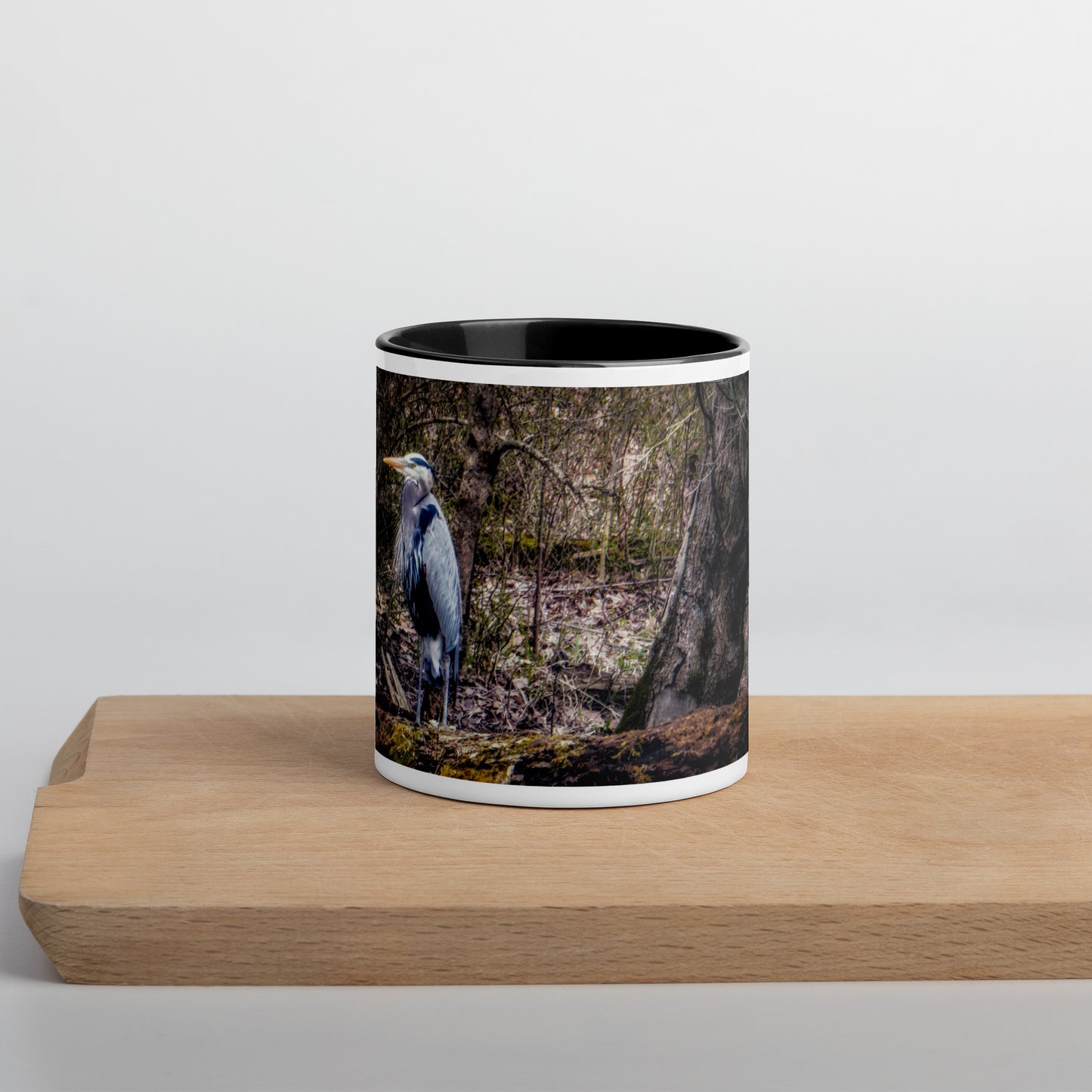 Heron on Log Mug (with Color Inside)