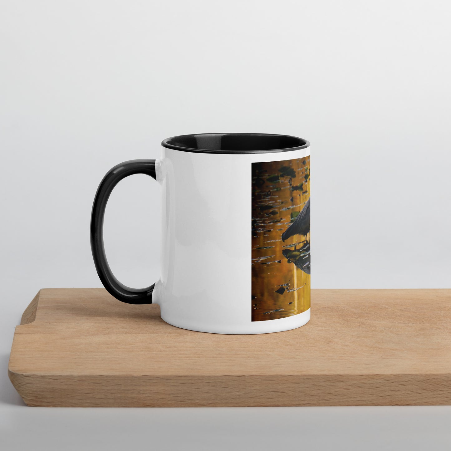 Heron in Lake Mug (with Color Inside)