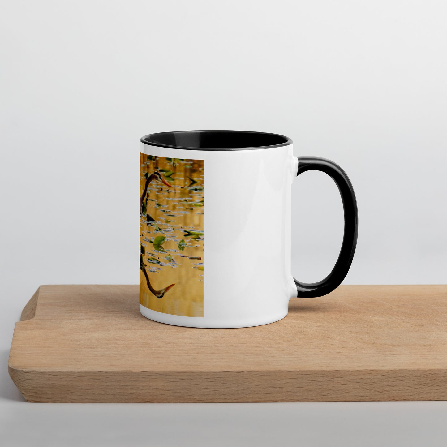 Heron in Lake Mug (with Color Inside)