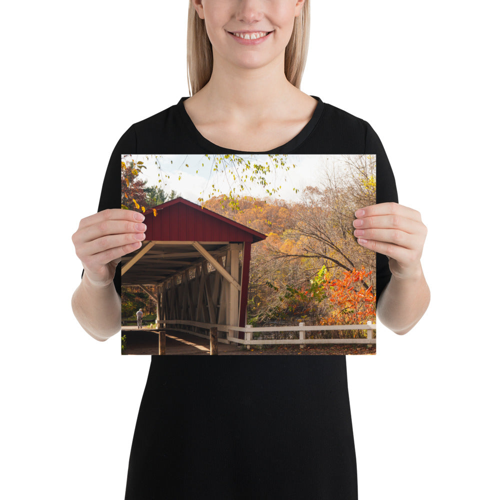 Covered Bridge Photo Print Everett Road in Ohio Fall (Autumn)