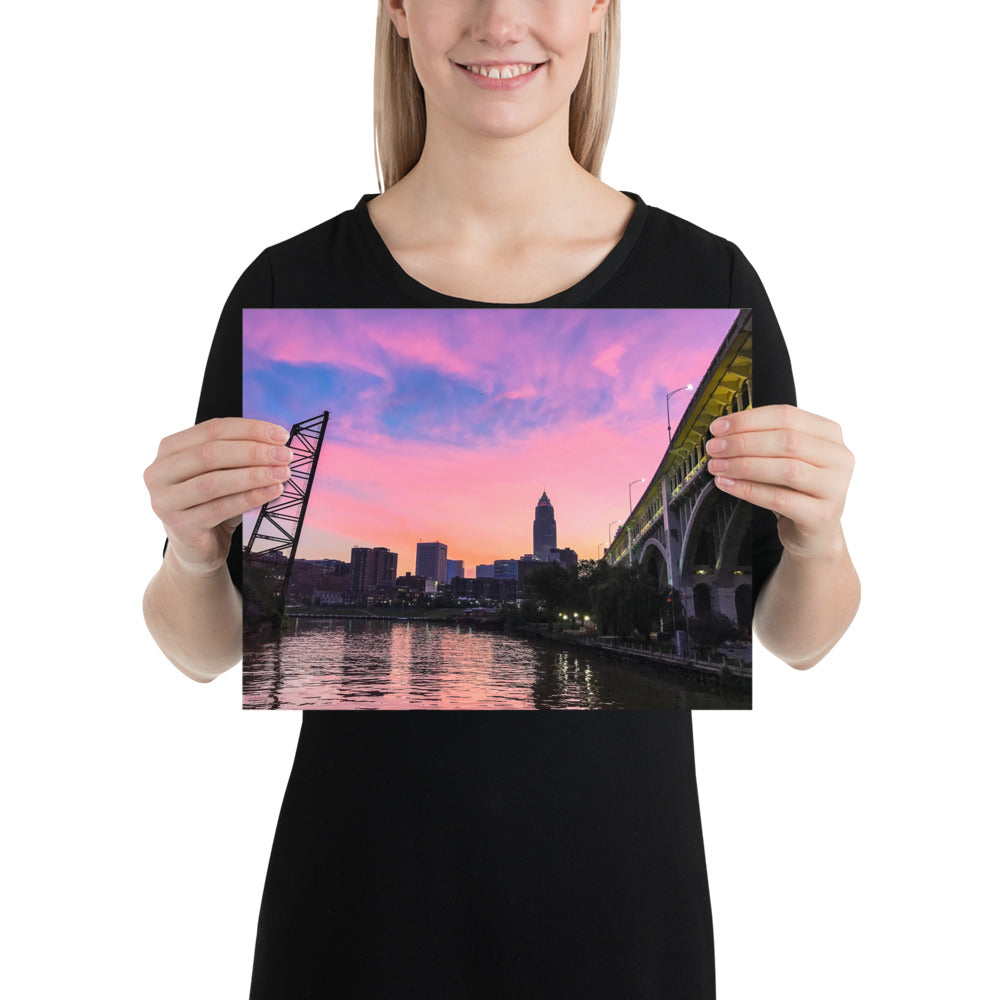 Photo Cleveland The Flats Downtown Print Sunrise Poster