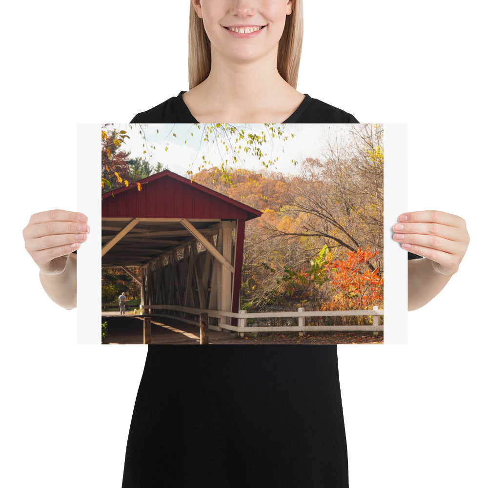 Covered Bridge Photo Print Everett Road in Ohio Fall (Autumn)