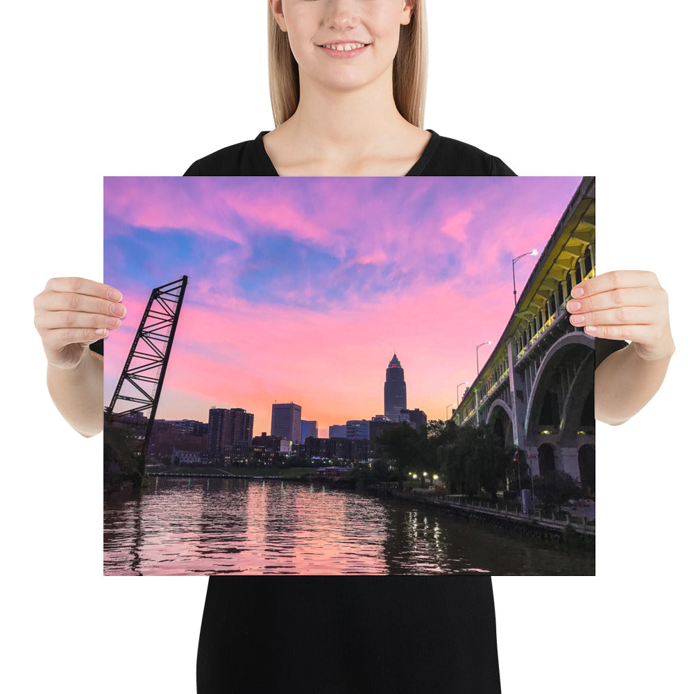 Photo Cleveland The Flats Downtown Print Sunrise Poster