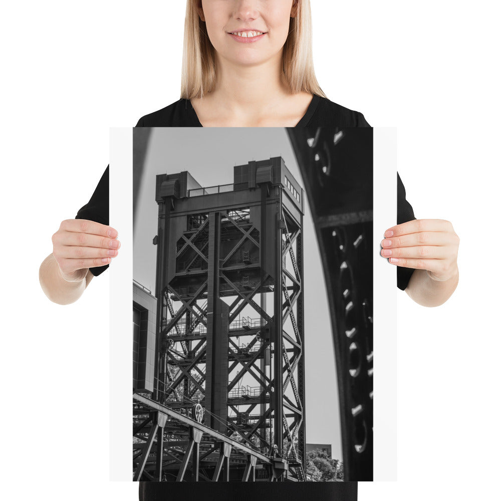 Vertical Lift Bridge Photo Poster Cleveland Black and White