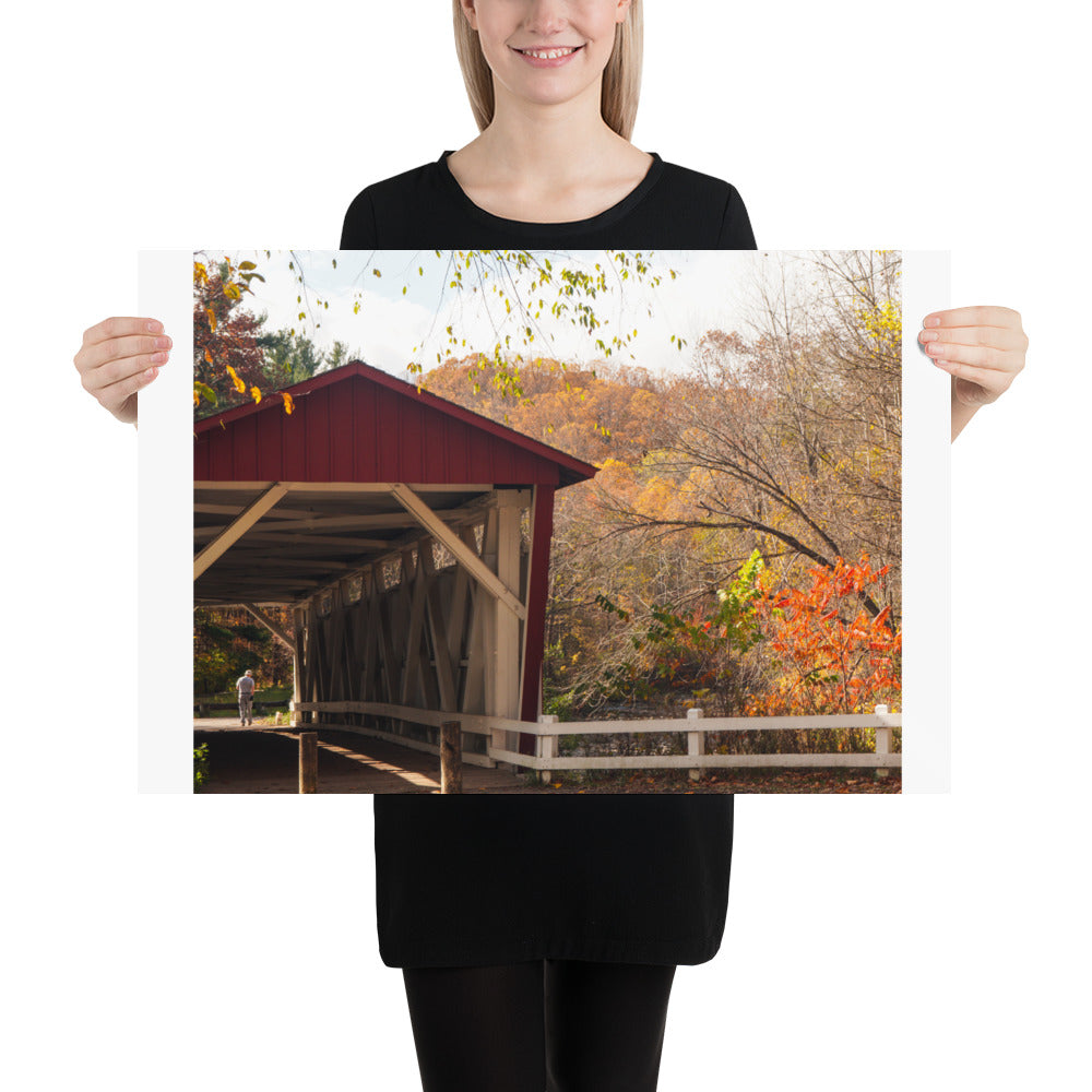 Covered Bridge Photo Print Everett Road in Ohio Fall (Autumn)