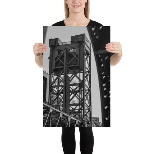 Vertical Lift Bridge Photo Poster Cleveland Black and White