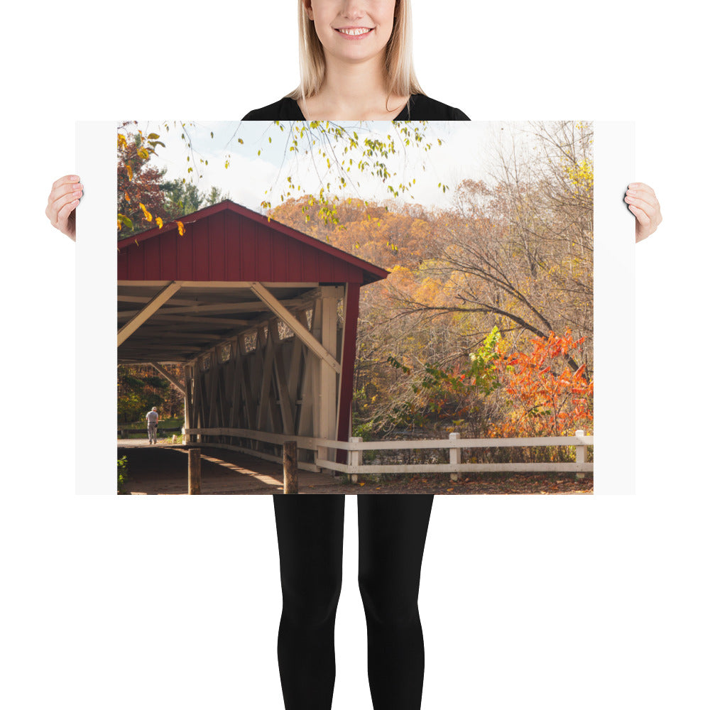 Covered Bridge Photo Print Everett Road in Ohio Fall (Autumn)