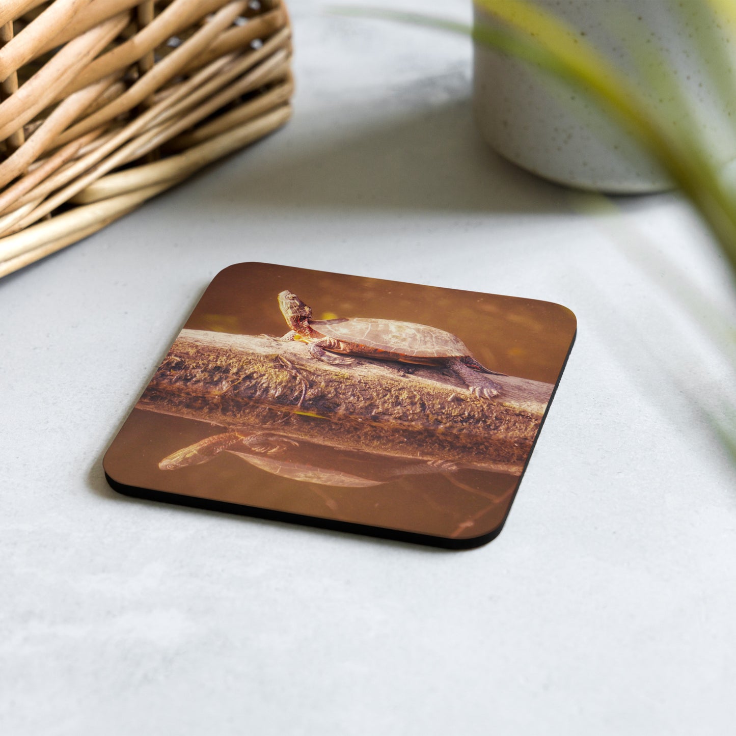 Fun in the Sun Turtle Cork-Back Coaster