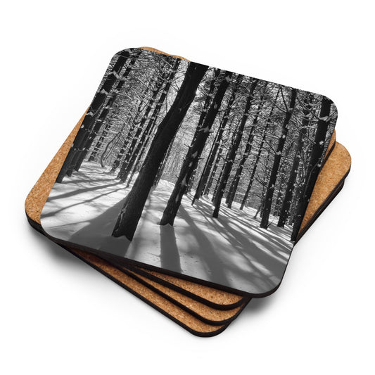 Black and White Snowy Forest Coaster