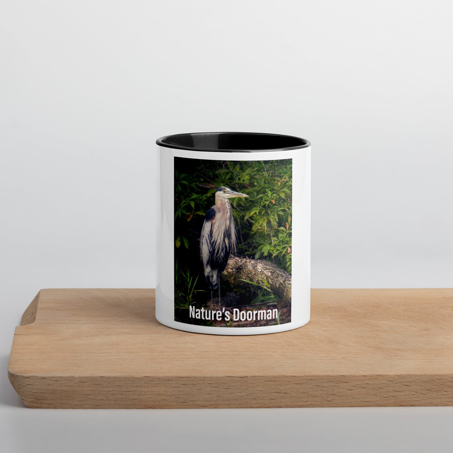 Funny Blue Heron Mug (with Color Inside)