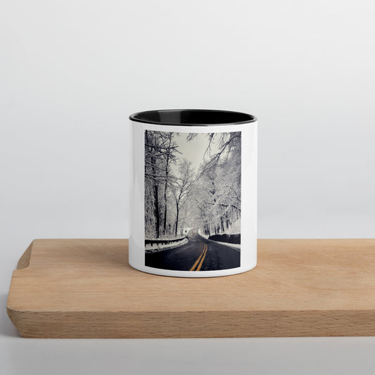 Winter Forest Road Mug (with Color Inside)