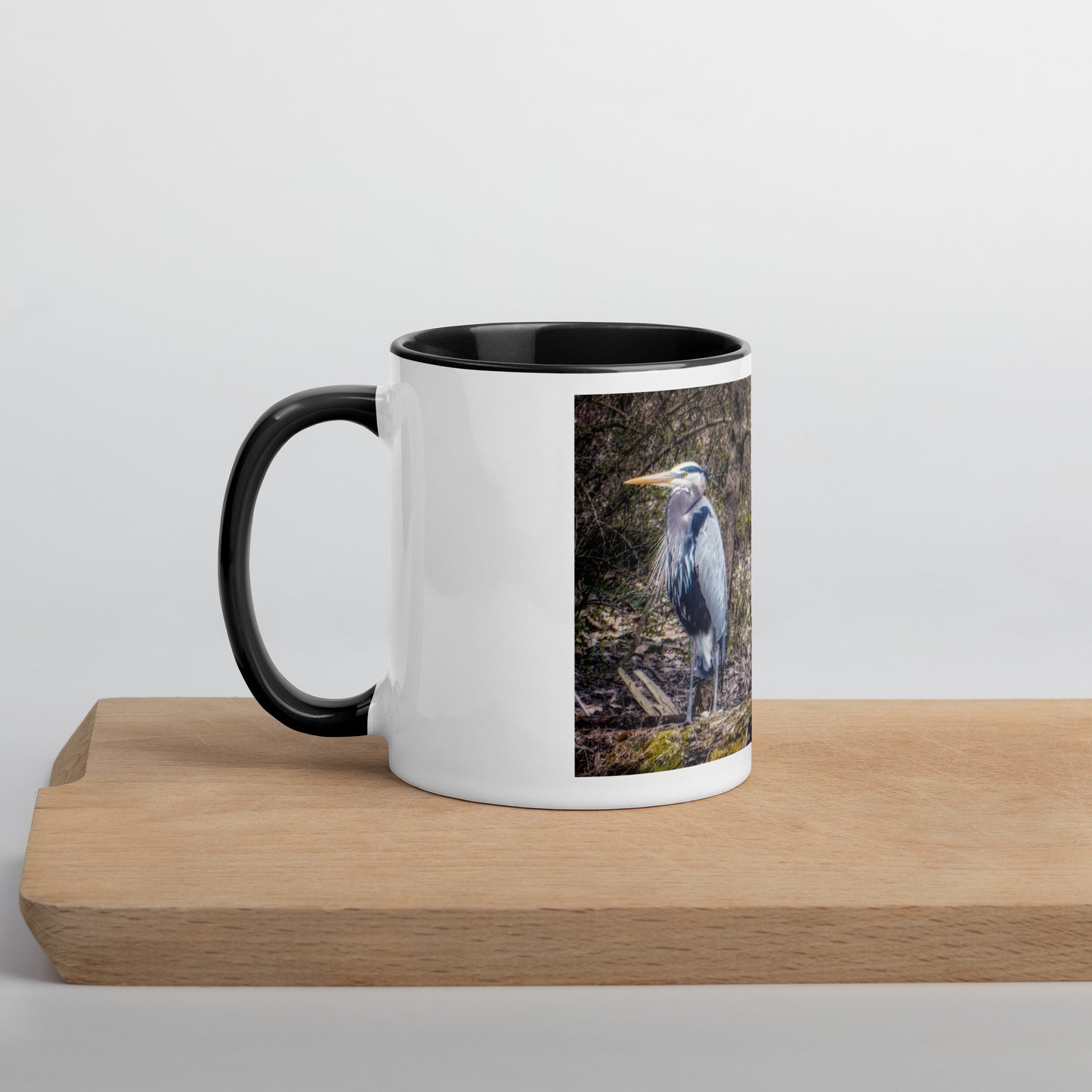 Heron on Log Mug (with Color Inside)