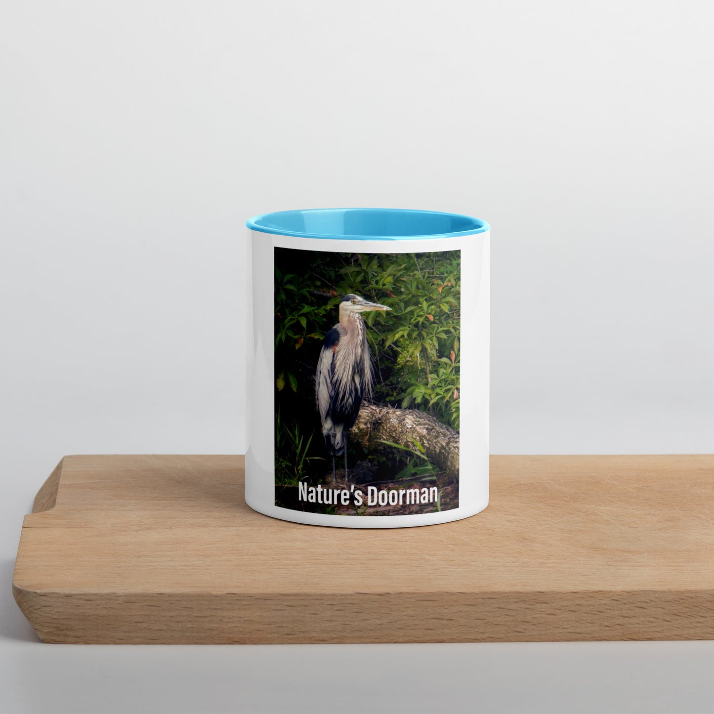 Funny Blue Heron Mug (with Color Inside)