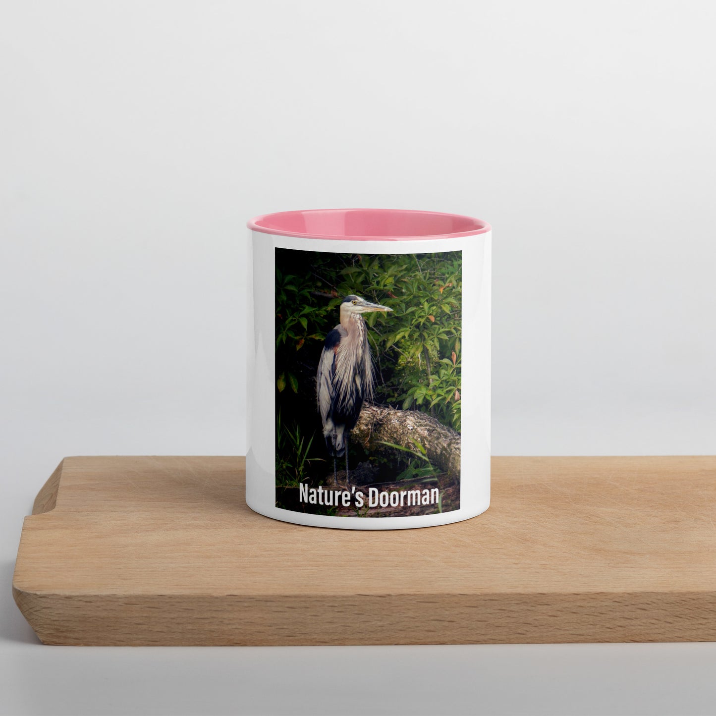 Funny Blue Heron Mug (with Color Inside)