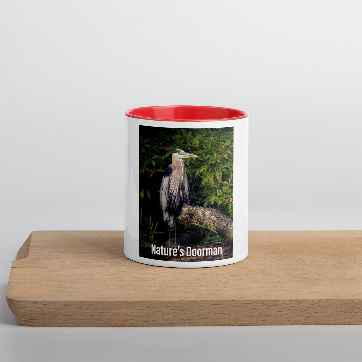 Funny Blue Heron Mug (with Color Inside)