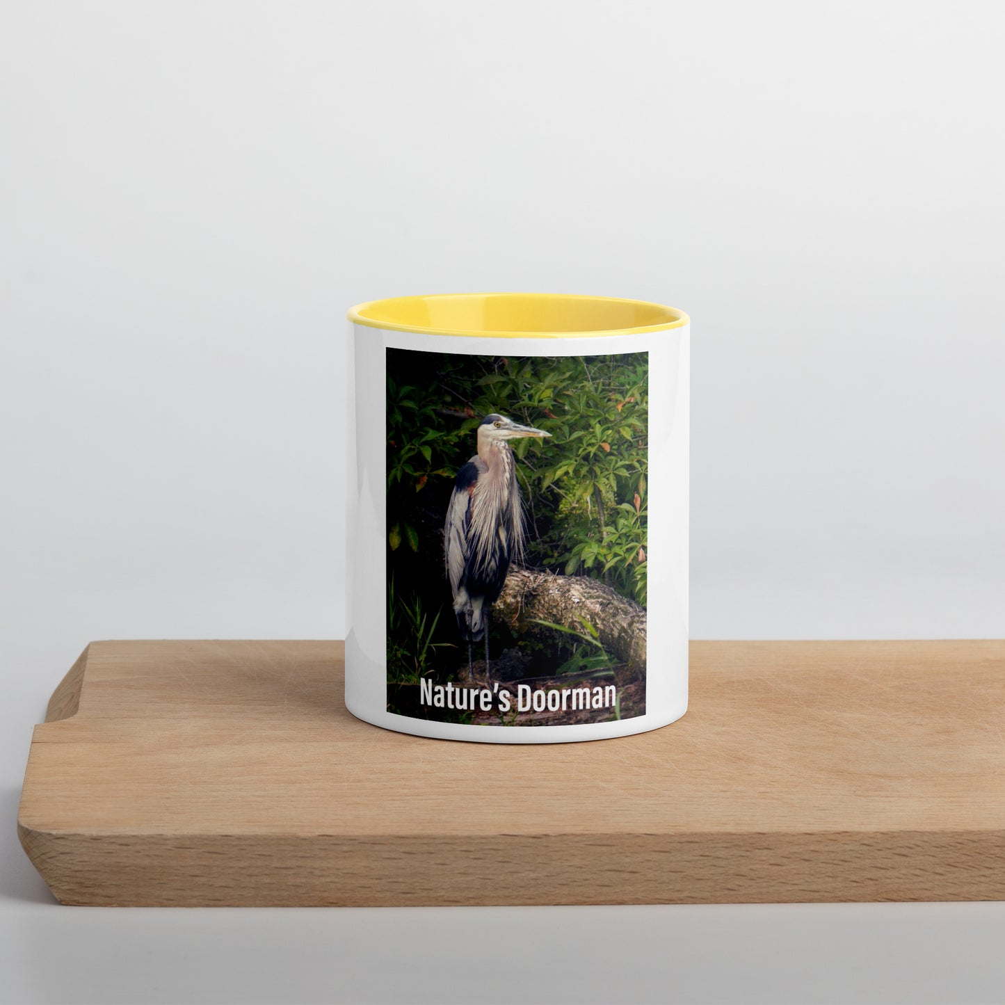Funny Blue Heron Mug (with Color Inside)